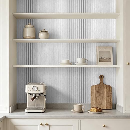 Art3dwallpanels 6-Pack Peel and Stick Wood Panels for Wall PVC, Light Gray | 48"x15.75", Self-Adhesive Slat Wall Panels, PVC Thick, 3D Wood Grain Wallpaper, for Walls and Ceilings, Packed in Long Boxes - Image 8