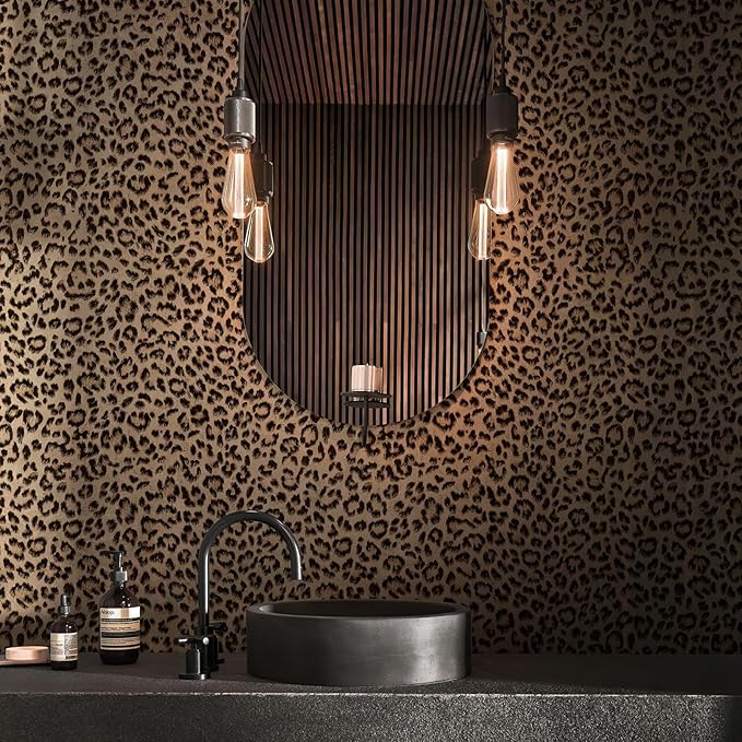 JiffDiff Leopard Print Peel and Stick Wallpaper, Waterproof Removable Self Adhesive Textured Wall Paper, Yellow Unique Funky Cheetah Contact Paper for Bedroom and Bathroom 800"X17.3"(96.2 sq. ft) - Image 6