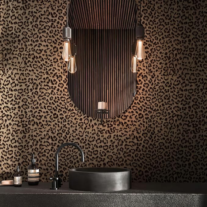JiffDiff Leopard Print Peel and Stick Wallpaper, Waterproof Removable Self Adhesive Textured Wall Paper, Yellow Unique Funky Cheetah Contact Paper for Bedroom and Bathroom 480"X17.3"(57.6 sq. ft) - Image 5