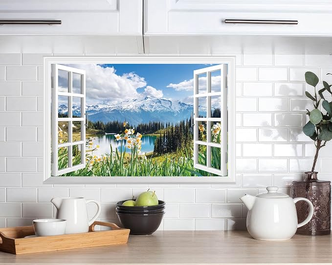 FLFK Fake Window Wall Sticker - Spring Faux Window Wall Mural for Wall Decor, Stick and Peel Wall Decals,24"x16" - Image 6