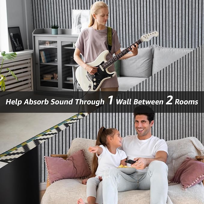 Art3dwallpanels 10 Pack Acoustic Panels, 48" X 12" X 0.43", Grey and Black | Soundproof Wall Panels, Self Adhesive, High Density Sound Absorbing, Acoustic Treatment for Recording Studio, Office - Image 9