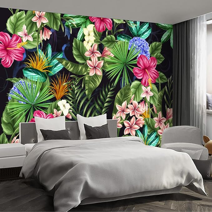 Floral Large wall murals Peel and Stick self Adhesive Flowers Wallpaper for Bedroom Living Room - 108"x157" by Fightal