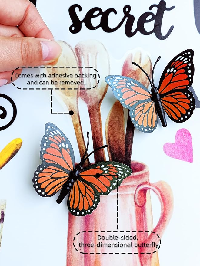 3D Butterfly Coffee Bar Wall Stickers Decal - DIY Kitchen Quotes Love Decor Peel & Stick Removable Wall Art Decoration Vinyl for Dining Room Kitchen Decor,43 cm x 48 cm - Image 8