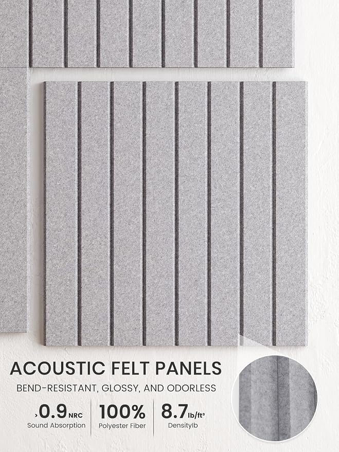 Bumusty 48"x 36" Large Felt Bulletin Board Tiles, Soft Gray | 12-Pack Cork Board Alternative, Wall Decor, 30 Pushpins, 60 Adhesive Tabs, Vision Board, Office, Classroom, Home, Dorm - Image 3