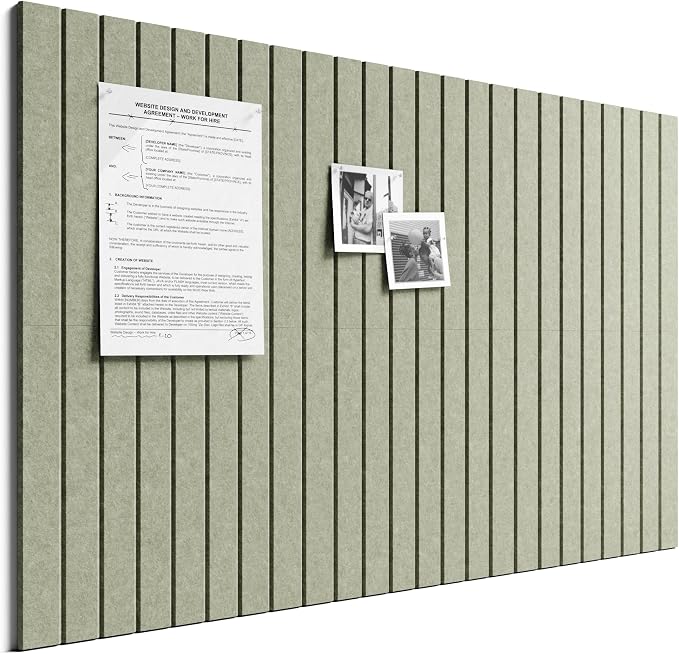 Bumusty 36"x 24" Large Felt Bulletin Board Tiles,Sage | 6-Pack Cork Board Alternative, Wall Decor, 30 Pushpins, 30 Adhesive Tabs, Vision Board, Office, Classroom, Home, Dorm by BUMUSTY