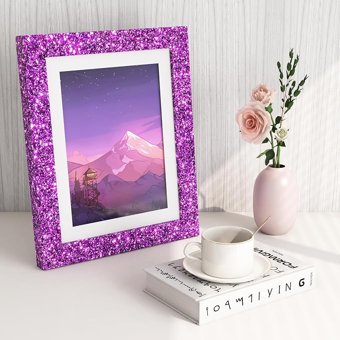 FunStick 3.9"x472" Violet Purple Glitter Wallpaper Border Wall Paper Borders Peel and Stick Modern Mirror Borders for Bathroom Waterproof Glitter Contact Paper for Bedroom Wallpaper Border Sticker - Image 5
