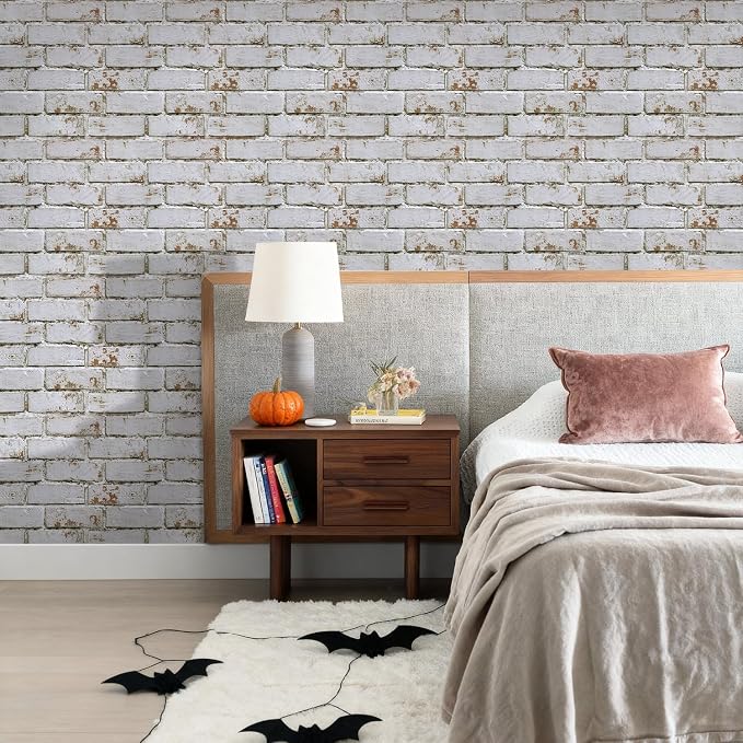 Commomy 3D Wall Panels Peel and Stick Faux Brick 10 Pcs 11.8" x 11.8" | Small Size Thin PVC Brick Wallpaper Tiles Backsplash for Kitchen,Bedroom,Living Room,Quick DIY Wall Decor(Covers 9.7 sq.ft) - Image 2