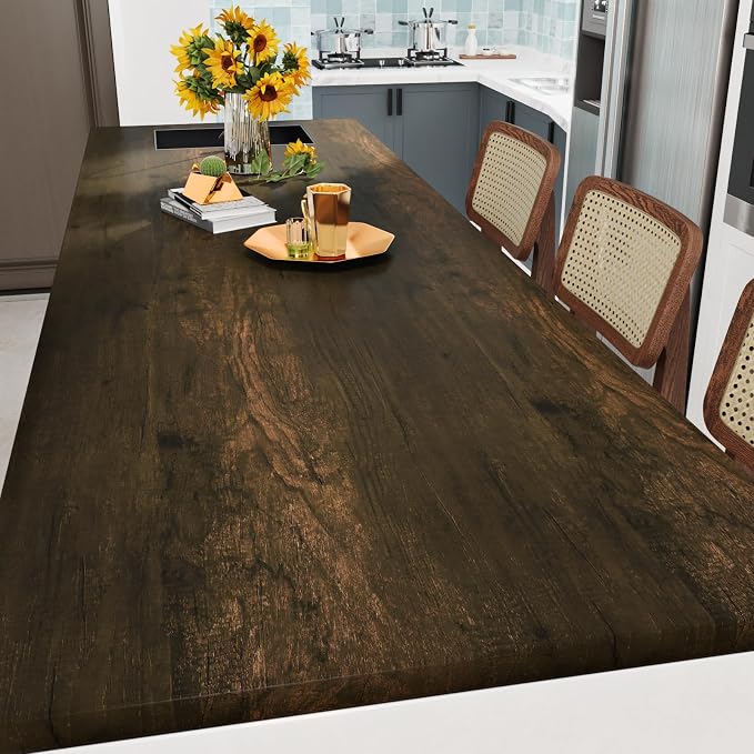 WESTICK Brown Wood Contact Paper Peel and Stick Wallpaper Vintage Wood Grain Contact Paper for Countertops Waterproof Wooden Wallpapers for Tables Kitchen Cabinets Drawers Shelf Liner 118 x 24 in - Image 6