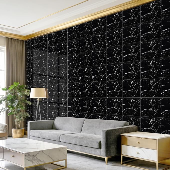 20pcs Peel and Stick Shower Tile Waterproof Black Marble Tiles Wall Panels 11.8"X11.8" Self-Adhesive Backsplash for Home Bathroom Kitchen Showers (Not Real Tile) - Image 7