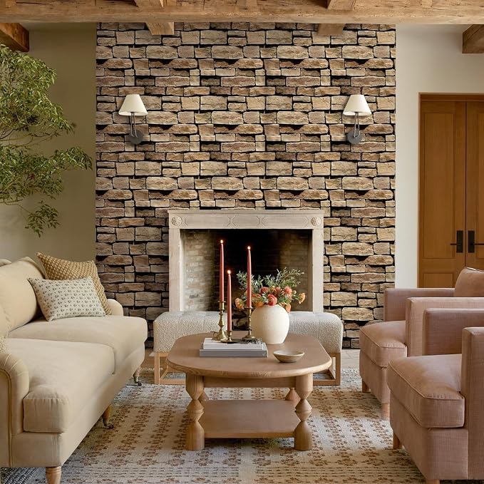 COMSTICKC 3D Peel and Stick Faux Stone Wall Panels for Quick DIY Wall Decor | 10 Pcs 11.8" x 11.8", Not Real Stone, Lightweight Thin PVC Decorative Tiles Wall Sticker Wallpaper, Cover 9.7 sq ft - Image 2