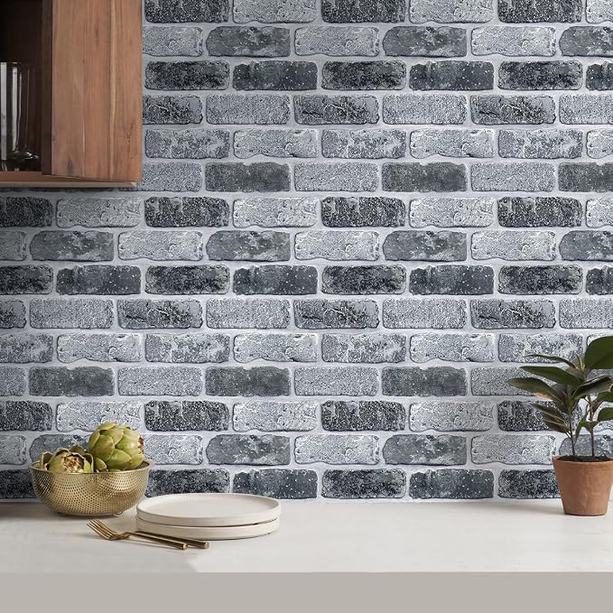 COMSTICKC 3D Peel and Stick Faux Brick Wall Panels for Quick DIY Wall Decor | Vintage Gray, 10 Pcs 11.8" x 11.8", Not Real Brick, Small Size Brick, Lightweight Thin PVC Wall Sticker, Cover 9.7 sq ft - Image 6