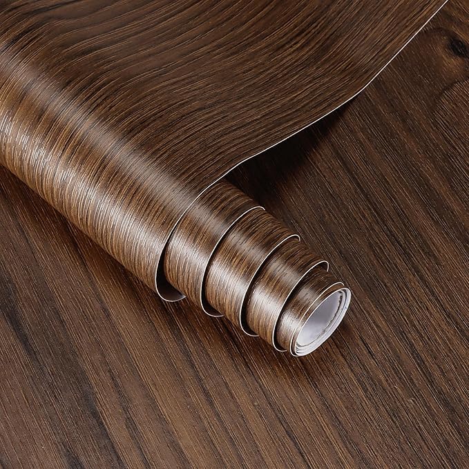 Vinjiasin Dark Wood Contact Paper Peel and Stick Wood Grain Wallpaper Self Adhesive Wall Paper for Countertop Removable Rustic Wood Grain Wallpaper 17.7"x 120" by Vinjiasin