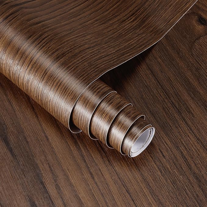 Vinjiasin Dark Wood Contact Paper Peel and Stick Wood Grain Wallpaper Self Adhesive Wall Paper for Countertop Removable Rustic Wood Grain Wallpaper 17.7"x 200" by Vinjiasin