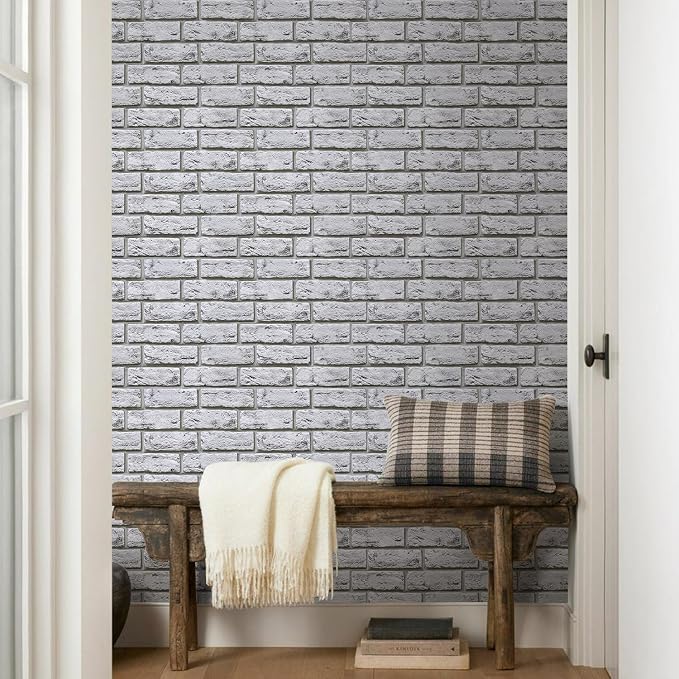 Commomy Faux Brick Wall Panels Peel and Stick Thin PVC 10 Pcs 11.8" x 11.8" | Small Size Thin PVC Quick Wall Covering Home Decor for Kitchen,Fireplace,Home Office (Covers 9.7 sq.ft) - Image 8