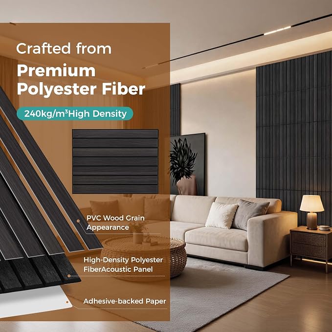 TO-TH Sound Proofing Panels Peel and Stick Wall Panel 12Pack, Rustic Walnut | Self-Adhesive Wall Panels, PVC Wood Grain Finish, 100%Polyester Fiber, Reduce Echo&Noise for Office&Studio, 11.8"x15.7"x0.35" - Image 2