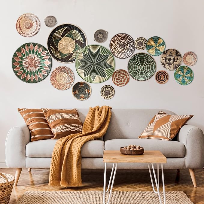 Glenmal 18 Pcs Boho Basket Wall Decals Round Wall Sticker Modern Decor Peel and Stick Decor Sticker Removable Boho Stickers Rustic Art for Bedroom Office, Kitchen, Living Room, Nursery - Image 6