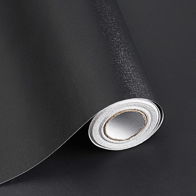 197"x17.7" Black Wallpaper Peel and Stick Decorative Self-Adhesive Black Waterproof Removable Contact Paper for Wall Covering Furniture Cabinet Countertop Vinyl Paper by SAFIYYA