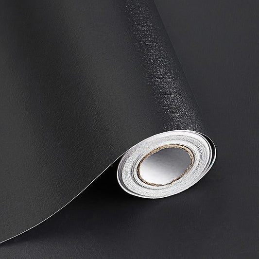 197"x17.7" Black Wallpaper Peel and Stick Decorative Self-Adhesive Black Waterproof Removable Contact Paper for Wall Covering Furniture Cabinet Countertop Vinyl Paper by SAFIYYA
