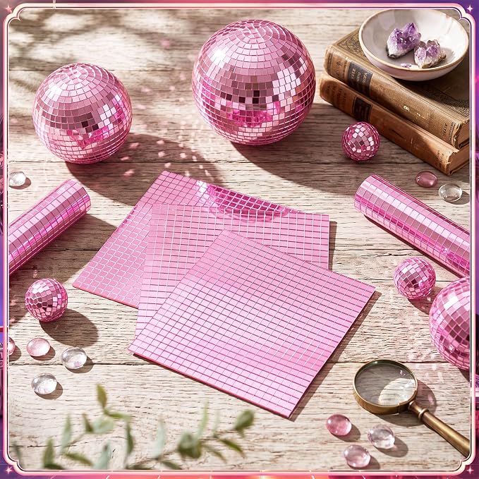 28800 Pieces Pink Disco Mirror Tile Self-Adhesive Mirrors Mosaic Tile - Image 2