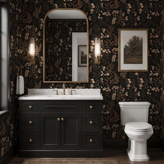 Moody Dark Vintage Floral Peel and Stick Wallpaper 17.7"x393.7" | Self-adhesive removable waterproof vinyl wall covering with botanical pattern for renter-friendly bedrooms and accent walls - Image 6