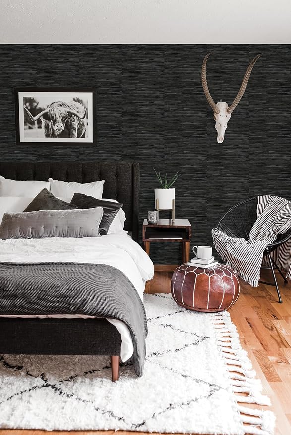 NuWallpaper Black Grassweave Peel and Stick Wallpaper, Textured Removable Wallpaper, Renter-Friendly, 20.5 in x 18 ft - Image 2