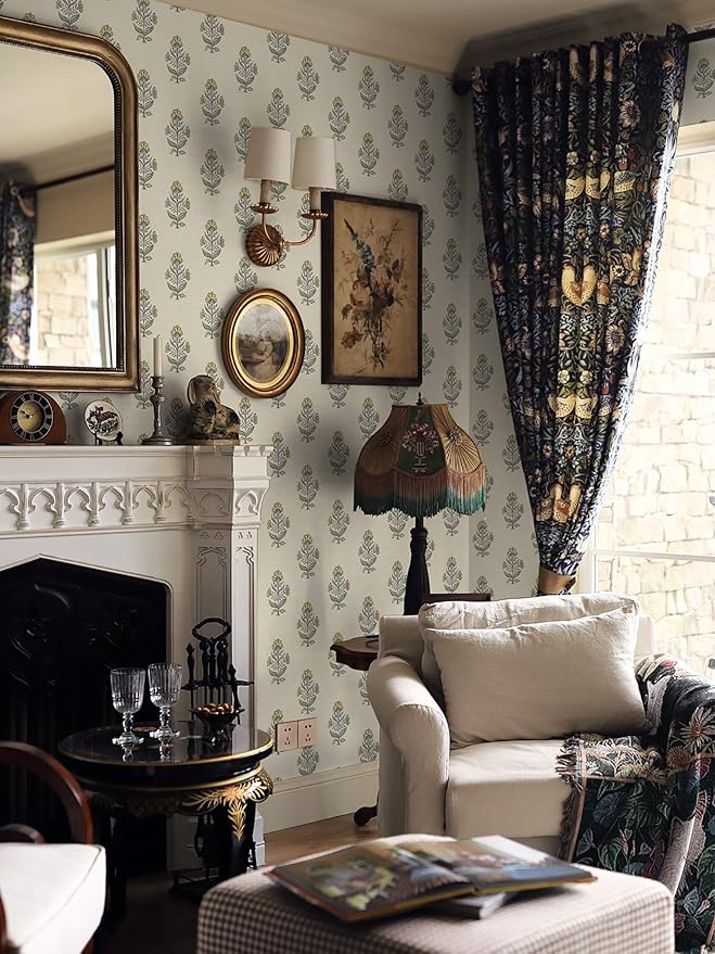 Heroad Vintage Floral Wallpaper Peel and Stick Wallpaper 17.3''x196'' Retro Flower Contact Paper for Cabinets Drawers Cottage Removable Wall Paper for Bedroom Stick on Walls Self-Adhesive Decor Vinyl - Image 5
