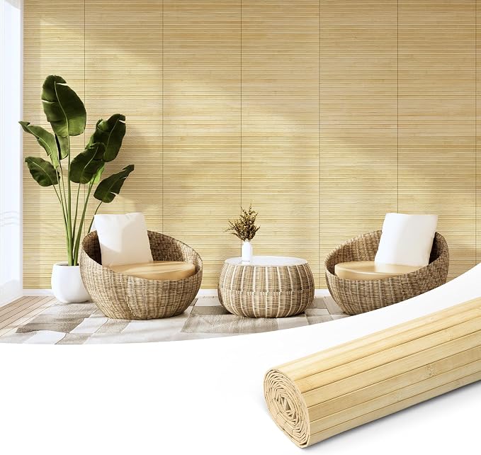 Art3d Pole Wrap Natural Bamboo Wall Panel, 12 x 96 in, 1-Pack, Raw | Renewable Raw Board, Waterproof, No Emission, Wear-Resistant, Freely Cuttable, Stylish Wall Decor for Bedroom and Office by Art3d