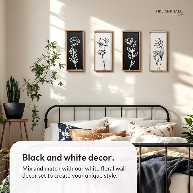 3D Vintage Black Living Room Decor (Set of 2) Lightweight, Wooden Ready-to-Hang Framed Moody Floral Wall Art for Bathroom, Bedroom or Office - Dark Textured Boho Farmhouse Wall Decor - Gift-Boxed - Image 8