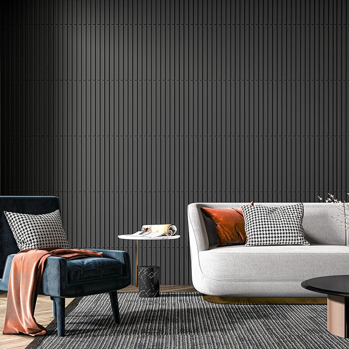 Art3d 3D Fluted Textured Slat Wall Panels, 19.7 x 19.7 in, 12-Pack, Black | PVC, Waterproof, Scratch Proof, Wipeable, Break-Proof, Ideal for Home, Office and Commercial Spaces - Image 4