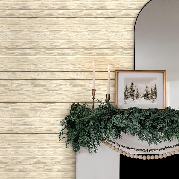 COMSTICKC 3D Faux Wood Wall Sticker Shiplap Peel and Stick, Not Real Wood | Yellow, 10 Pcs 11.8" x 11.8", Lightweight Self-Adhesive Fake Wood Wall Panels Covering for DIY Wall Upgrades, Cover 9.7 sq ft - Image 6