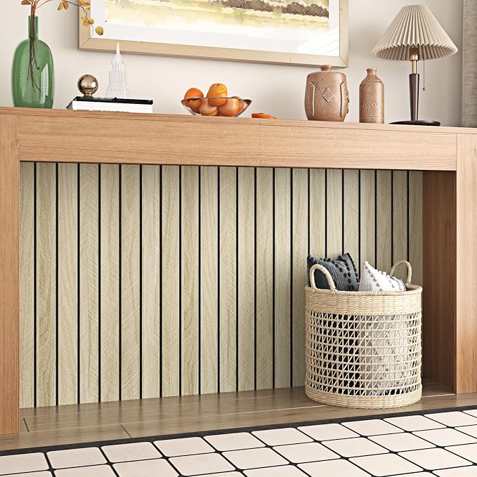 Wallercity 3D Light Oak Wood Slat Wall Panel Self Adhesive Soundproof Panel | Vinyl Flexible Foam Panels Peel and Stick Faux Natural Wood Slat Wall Paneling for Ceiling Bedroom Workshop Decor 23.6x19 IN - Image 6