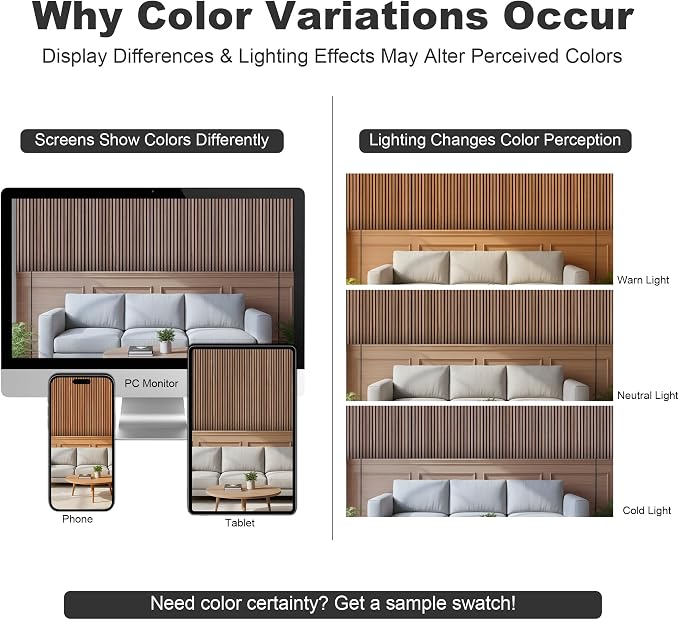 WoveN SounD Acoustic Wall Panels, Teak, 10 Pack, 47.2x23.6 in | Self-Adhesive, Peel and Stick, NRC 0.95, Premium Sound, Echo Proof, Slat Decor, Studio, Home, Office, Media Room - Image 7