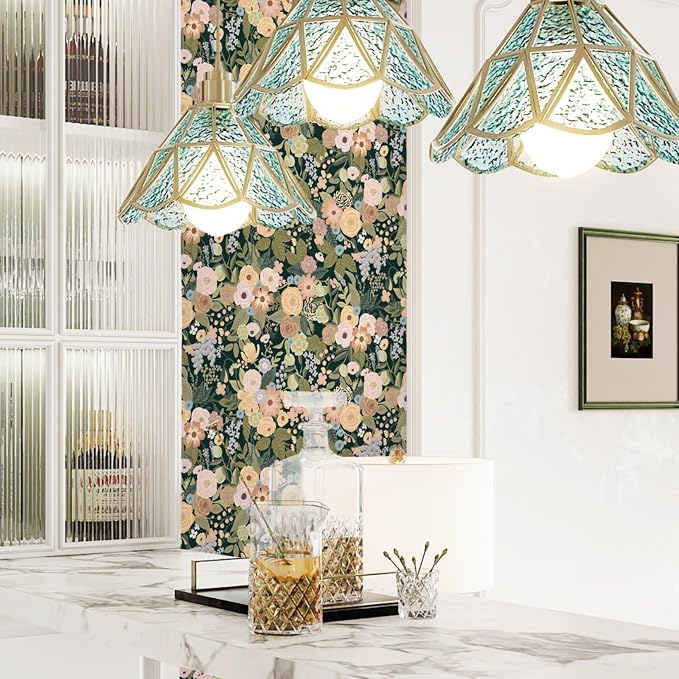 Ismoon 16.1"x78.7"Floral Peel and Stick Wallpaper Removable Self-Adhesive Wallpaper Black Watercolor Contact Paper Renovated Furniture for Cabinets Shelves Counter Tops Wall Decor Roll - Image 3