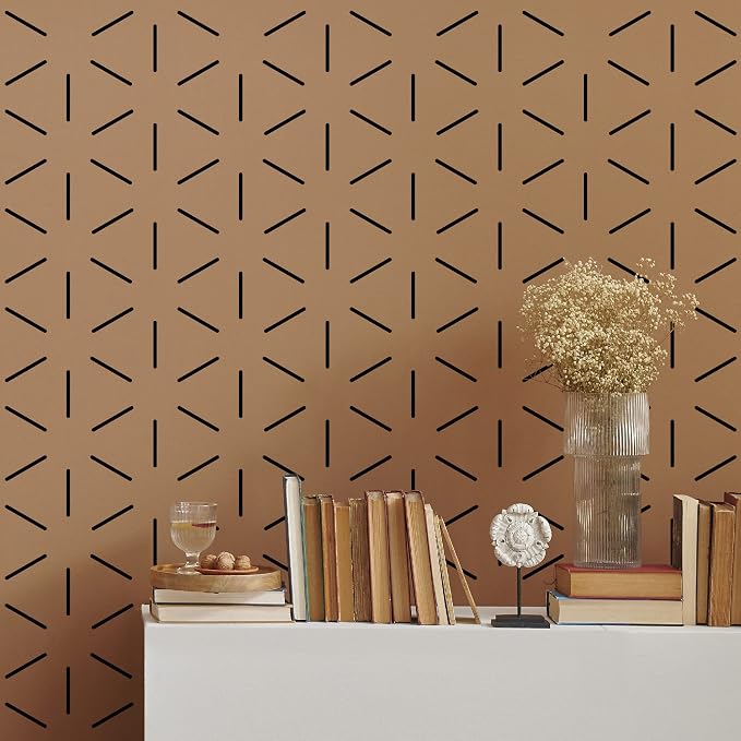 Hexagon Black Wall Decals with a Template, Modern Geometric Décor | 360 matte black vinyl lines with guide for a crisp geometric look. Peel and stick for bedroom, bathroom, living room, office. - Image 3