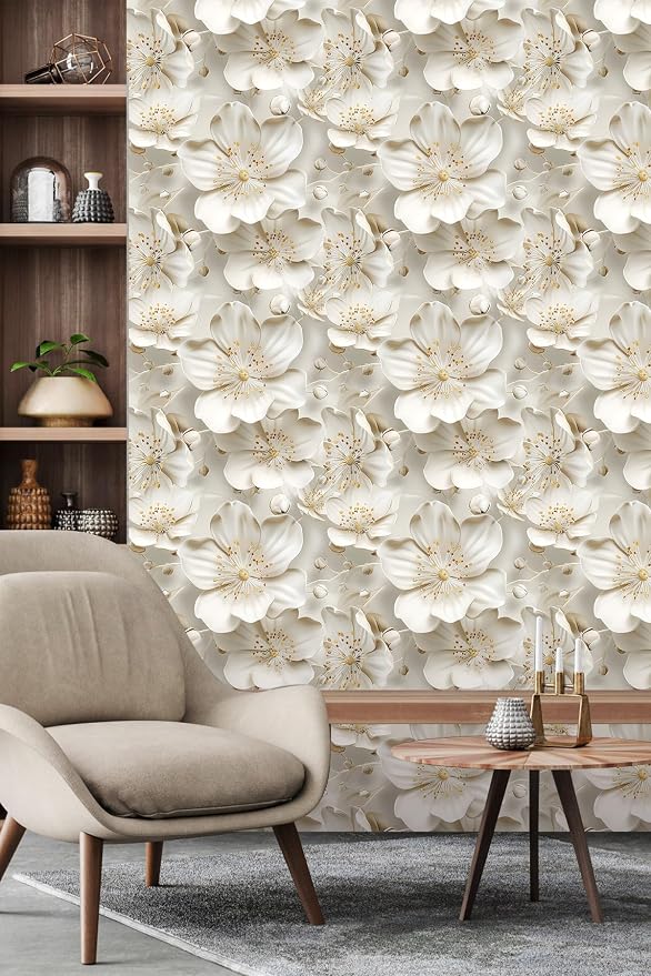 Peel and Stick Wallpaper Gray Yellow Gradient Floral Small - Image 2