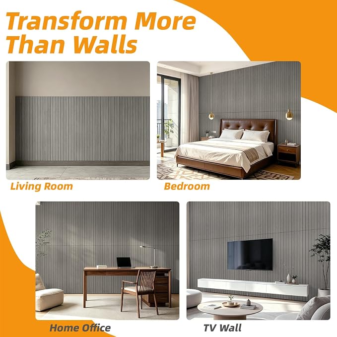 WOWSTAR 6-Pack Peel and Stick PVC Wood Slat Wall Panel，Thickened Wood Grain Wallpaper, 3D Wall Panels, 48" x15.74", Gray Washed Oak - Image 8