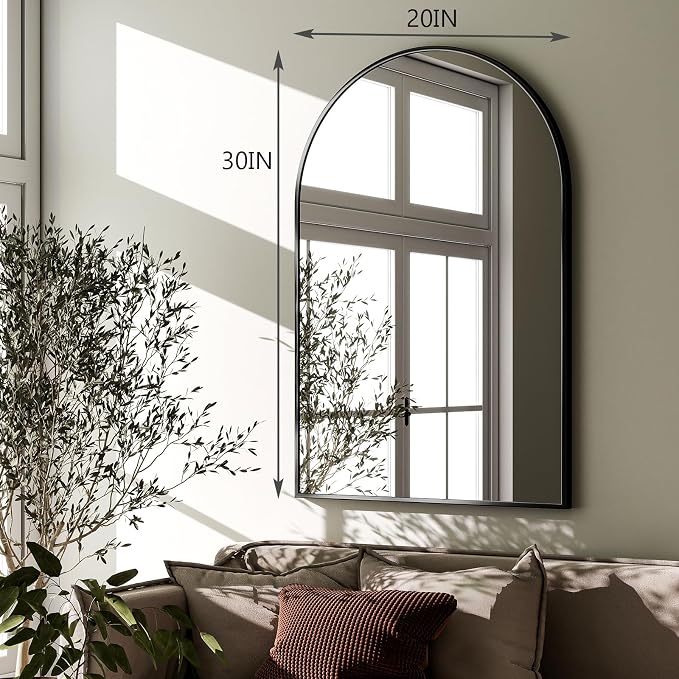 HARRITPURE 20"x30" Arched Bathroom Mirror Wall Mounted Black Arch Mirror - Image 6