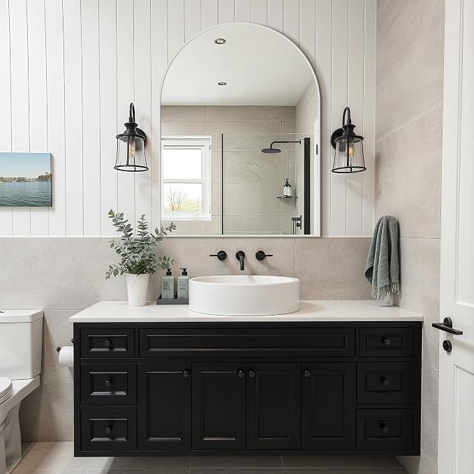 Arched Bathroom Vanity Mirror for Over Sink, 40”x30”, Silver - Image 5