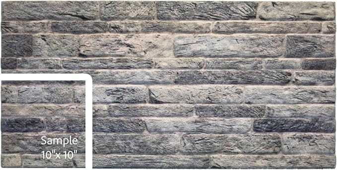 Dundee Deco 3D Wall Panels Faux Brick - Cladding Light Grey Stone Look Wall Paneling, Styrofoam, Sample, Size 10 x 10 in. by DundeeDeco