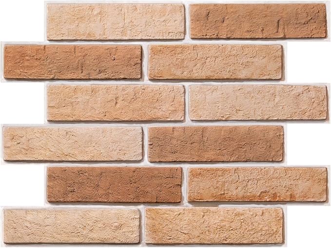 COMSTICKC 3D Faux Brick Wall Panels Peel and Stick, 10 Pcs 15.7" x 11.8" | Light Brown, Not Real Brick, Thin PVC 3D Fake Brick Decorative Tiles Sticker for Easy DIY Interior Decor, Cover 12.9 sq ft - Image 9