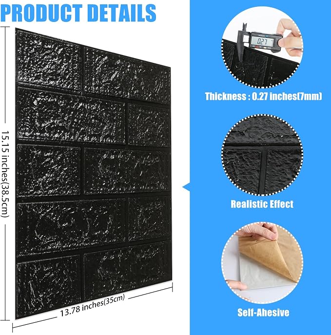 Peel and Stick 3D Foam Wall Panels, Self Adhesive Wallpaper | 30Pcs Soft Flexible Kitchen Backsplash Peel and Stick (13.7 * 15.1in) Waterproof DIY Install Decorative Wall Panels - Image 3