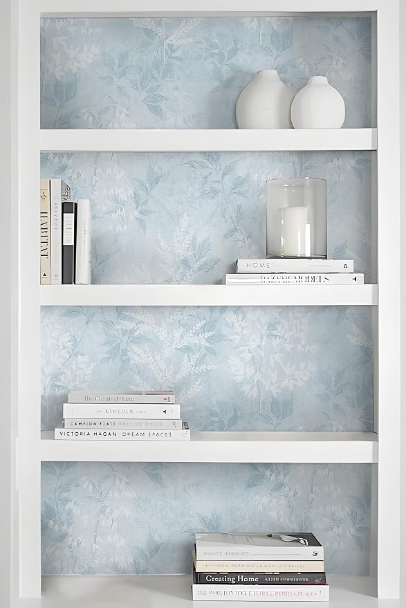 Safiyya Blue Peel and Stick Wallpaper Vintage Botanical Contact Paper Renter Friendly Floral Wallpaper 78.7''x17.3''Removable Wall Paper Self-Adhesive for Bathroom Waterproof Vinyl Rolls - Image 7