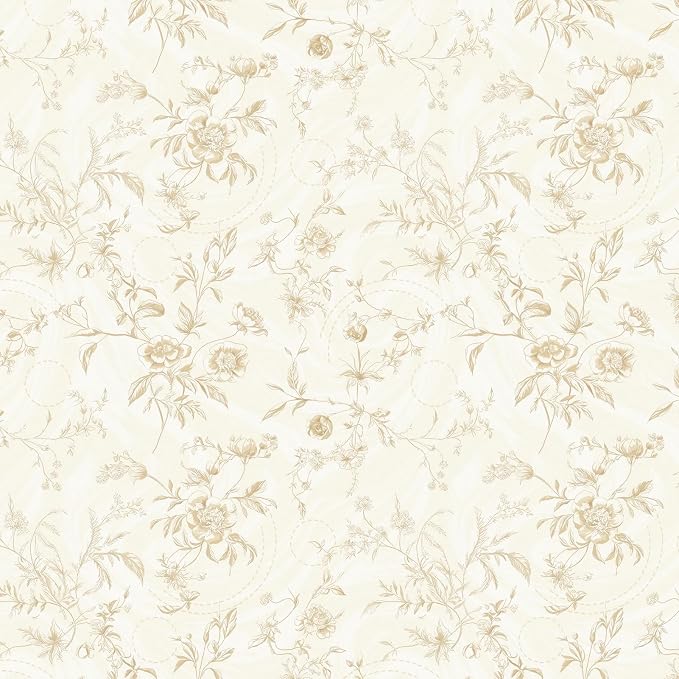 Dimoon Floral Wallpaper Peel and Stick Beige Contact Paper Vintage Neutral Wallpaper 17.3inx236in Removable Self-Adhesive Stick on Wall Paper Waterproof for Bathroom Wall Decor Vinyl by DIYYOURMOON