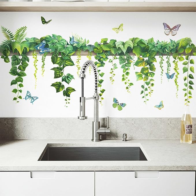 Nature Green Plants Wall Stickers, Peel and Stick Wall Decals | Vivid Vine Print, Peel and Stick Wall Decals, No Wall Scratches, Fits Walls Doors Cabinets Windows Home Decor - Image 4