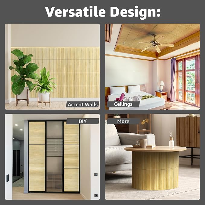 Art3d Pole Wrap Natural Bamboo Wall Panel, 12 x 96 in, 1-Pack, Raw | Renewable Raw Board, Waterproof, No Emission, Wear-Resistant, Freely Cuttable, Stylish Wall Decor for Bedroom and Office - Image 3