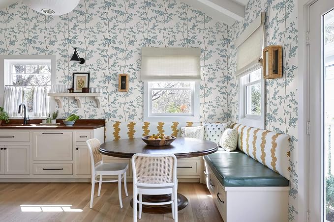 Heroad Blue and White Peel Stick Wallpaper Tree/Leaf Cottage Contact Paper | Waterproof Removable Botanical Wall Paper for Bathroom,17.3''x196'',Modern Farmhouse Decor Vinyl for Bedroom,Kitchen,Laundry - Image 6