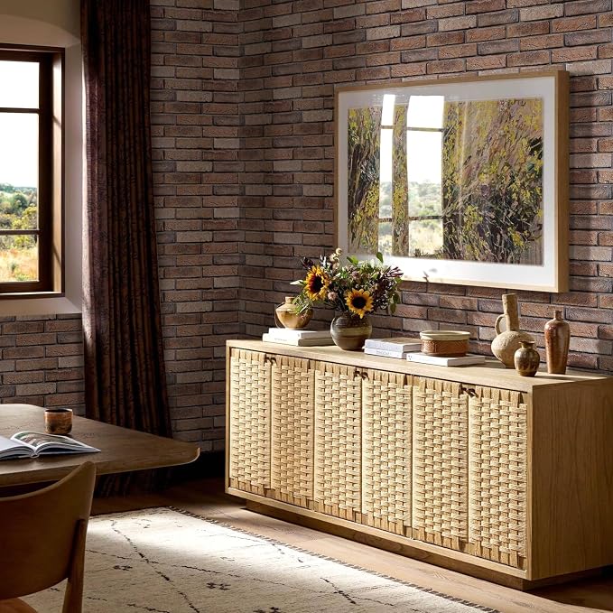 Commomy Faux Brick 3D Wall Panels - Not Real Brick 12 pcs of 22.8" x 11.8" | Thin UrltraLight PVC Matte Peel and Stick Brick Tile Retro Printable for Kitchen,Bedroom, Living Room（Covers 22.48 sq.ft） - Image 7