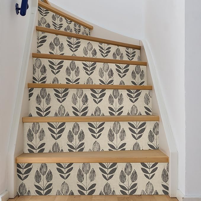 NuWallpaper Folk Tulip Peel and Stick Wallpaper, Neutral, Textured Removable Wallpaper, 20.5 in x 18 ft - Image 7