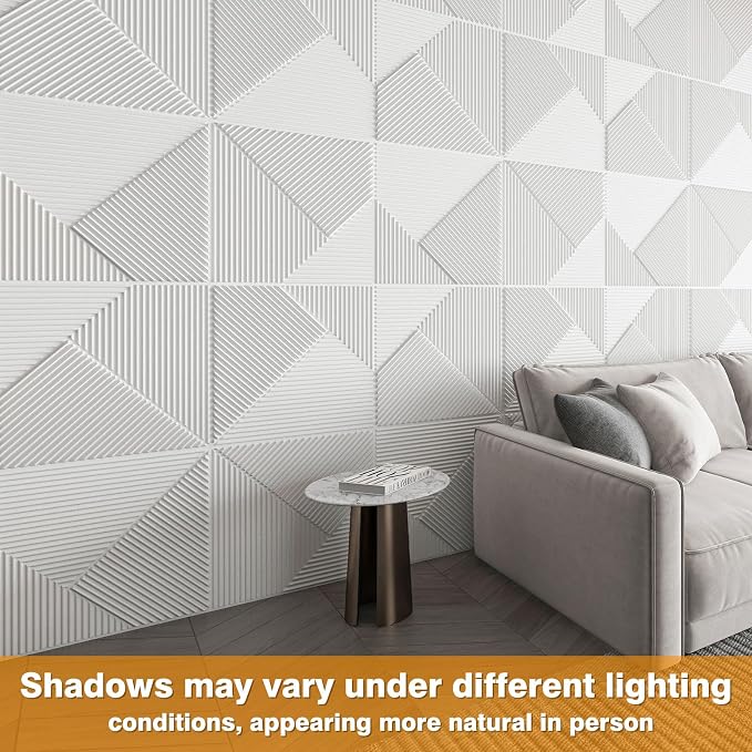WOWSTAR 12-Pack 3D Wall Panels 19.7" x 19.7", White Slat Wall Panels for Interior Wall Decor, Modern Wall Covering for Living Room, Bedroom & Office | 12-pack, 19.7"x19.7", Textured wall panels, accent wall covering, living room bedroom office - Image 3