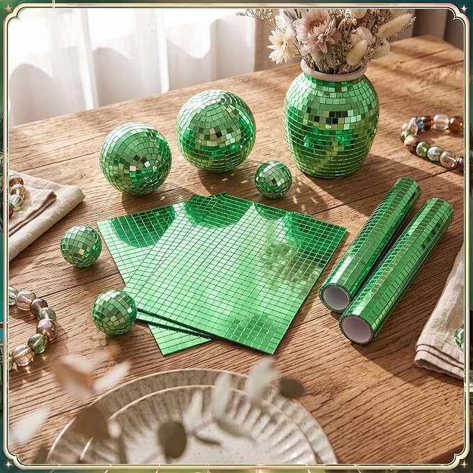 21600 Pieces Green Disco Mirror Tile Self-Adhesive Mirrors Mosaic Tile - Image 2